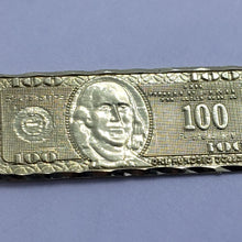 Load image into Gallery viewer, 10k Yellow Gold Diamond Cut $100 Hundred Bill Dollars Pendant Charm 3 Sizes