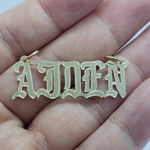 Load image into Gallery viewer, 14K Solid Yellow Gold Handmade Personalized Custom Name Pendant Old English