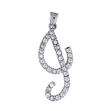 Load image into Gallery viewer, 925 Sterling Silver CZ Script Initial Letter Alphabet Pendant 1 3/8 Inch Wide