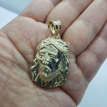 Load image into Gallery viewer, Authentic 10K Yellow Gold Diamond Cut Jesus Face Pendant Charm Left Right Styles