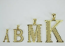 Load image into Gallery viewer, 10K Solid Yellow Gold Diamond Cut Initial Alphabet Letter Pendant Charm 4 Sizes