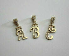 Load image into Gallery viewer, 10K Yellow Gold Crown Initial Letter Pendant Charm with CZ for Ladies Woman Girl