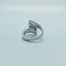 Load image into Gallery viewer, Sterling Silver Blue Synthetic Opal Hexagon Cut Ring