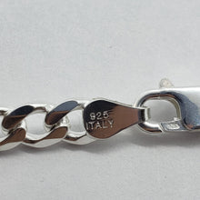 Load image into Gallery viewer, Sterling Silver Large Sideways Cross Bracelet Curb Link Chain Italy, 7" and 8"