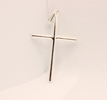 Load image into Gallery viewer, 925 Sterling Silver Simple Skinny Cylindrical Stick Cross Pendant