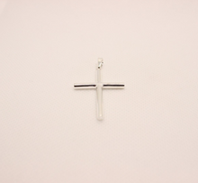 Load image into Gallery viewer, 925 Sterling Silver Simple Skinny Cylindrical Stick Cross Pendant