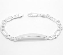 Load image into Gallery viewer, 925 Sterling Silver Personalized Custom Engraved Figaro Link ID Bracelet 6mm 7~9