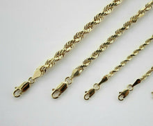 Load image into Gallery viewer, 10K Yellow Gold Hollow Rope Twist Chain Bracelet Men Women 2mm-5mm Size 7" 8" 9"