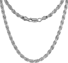 Load image into Gallery viewer, 4mm Sterling Silver D/C Rope Chain Necklaces Bracelets Handmade Italy 7 to 30 in