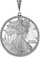 Load image into Gallery viewer, 925 Sterling Silver Silver Eagle Bezel 41 mm 1 oz Coins Prong Back Illusion Edge