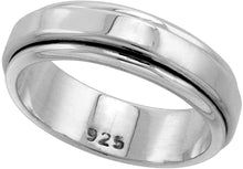 Load image into Gallery viewer, Sterling Silver Spinner Ring Polished Flat Band Handmade Men 5mm / 9mm Size 6~14