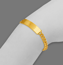 Load image into Gallery viewer, 14K Yellow Gold Shiny Curb Kids ID Bracelet 5mm/4.5mm 6" Engraving Available