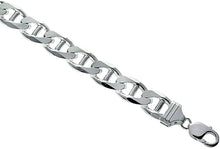 Load image into Gallery viewer, 925 Sterling Solid Silver Italy Flat Mariner Link Chain Necklace Bracelet 13.5mm