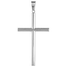 Load image into Gallery viewer, 925 Sterling Silver Plain 4mm Tubular Cross Pendant 2 1/4 Inch Tall (56mm)