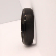 Load image into Gallery viewer, Tungsten Carbide Short Smooth Black Domed Brushed Finish Wedding Band Ring 6mm