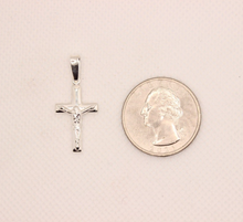 Load image into Gallery viewer, 925 Sterling Silver Dainty Beveled Edge Crucifix Cross Pendant