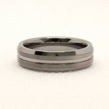 Load image into Gallery viewer, Tungsten Carbide Groove Center Satin Finish Beveled Edges Wedding Band Ring 6mm