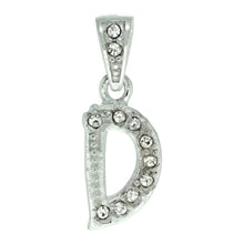 Load image into Gallery viewer, 925 Sterling Silver CZ Action Initial Letter Alphabet Pendant 3/4 Inch Wide