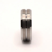 Load image into Gallery viewer, Tungsten Carbide Grooved Center Satin Finish Beveled Edges Wedding Band Ring 8mm