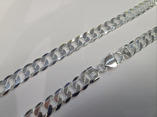 Load image into Gallery viewer, 925 Sterling Silver Beveled Flat Curb Cuban Link Chain Necklace 10mm 7" to 30"