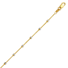 Load image into Gallery viewer, 14K Solid Two Tone Gold Ball Station Bead Rolo Bracelet Anklet 2mm / 7" 10"