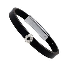 Load image into Gallery viewer, 925 Sterling Silver Alphabet Letter Block CZ Stone Flat Rubber Bracelets, 8mm