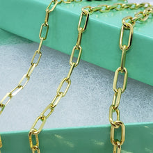 Load image into Gallery viewer, 14K Solid Yellow White Rose Gold Paperclip Chain 3mm 3.5mm 4.5m Size 16" - 24"