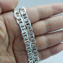 Load image into Gallery viewer, Sterling Silver D/C Flat Mariner Link Chain Necklace Bracelet Italy 8mm, 7"-30"