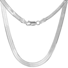 Load image into Gallery viewer, 925 Sterling Silver Beveled Edges Herringbone Chain Necklace 4mm 7" to 30"