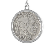 Load image into Gallery viewer, 925 Sterling Silver Square Edge Nickel Coin Bezel Pendant 21mm Prong Back