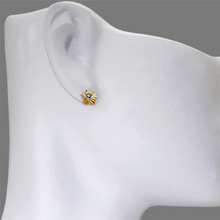 Load image into Gallery viewer, 14K Real Two Tone Gold Diamond Cut Flower Stud Earrings 8mm