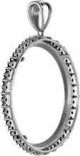 Load image into Gallery viewer, Sterling Silver Cubic Zirconia Silver Dollar Bezel Black CZ Halo 38 mm