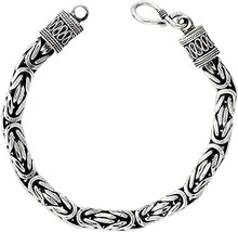Load image into Gallery viewer, 7mm Sterling Silver Square BYZANTINE Chain Necklace Bracelet Antiqued Finish