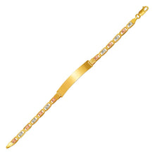 Load image into Gallery viewer, 14K Tricolor Gold Valentino ID Bracelet 7.5mm/5mm 7" 8" Engraving Available
