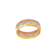 Load image into Gallery viewer, 14K Tricolor GOLD Wedding Band Ring Diamond Cut 6mm Size 5~13 With Engraving