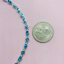 Load image into Gallery viewer, Sterling Silver Synthetic Opal Bracelet Oval & Round Links Hand Inlay