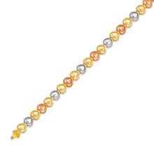 Load image into Gallery viewer, 14K Tri Color Gold Faceted Diamond Cut Bracelet 5 mm 7" Chain Brazalete tricolor