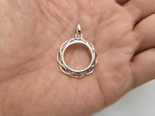 Load image into Gallery viewer, 925 Sterling Silver Braided Edge 10 Cent Dime Coin Bezel 18mm Prong Back