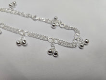 Load image into Gallery viewer, 925 Sterling Silver Double Strand Curb & Round Links Anklet with Bells 9" to 10"