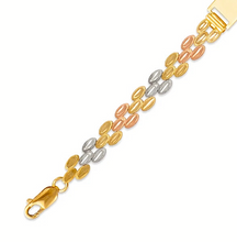 Load image into Gallery viewer, 14K Tri Color Gold 15 Anos Quinceanera Diamond Cut Faceted ID Bracelet 6mm/8mm