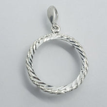 Load image into Gallery viewer, Sterling Silver Nickel Bezel 22mm Coins Prong Back Rope Edge Diamond Cut 5 Cent