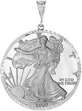 Load image into Gallery viewer, 925 Sterling Silver Silver Eagle Bezel 41 mm Coins Prong Back Diamond Cut 1 oz