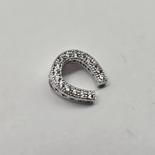 Load image into Gallery viewer, 925 Sterling Silver CZ Horseshoe Pendant Micro Pave 3/8 Inch (10mm) Tall