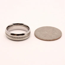 Load image into Gallery viewer, Stainless Steel Rope Inlay Matte Finish Concave Edges Wedding Ring Band 7mm