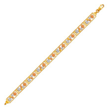 Load image into Gallery viewer, 14K Tri Color Gold Faceted Diamond Cut Bracelet 7mm 7" Chain Brazalete Tricolor