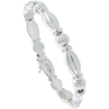 Load image into Gallery viewer, 925 Sterling Silver Stampato Ribbed Oval Link Necklace Bracelet 8mm 7" to 18"