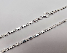 Load image into Gallery viewer, 925 Sterling Silver Beveled Edges Italian Baht Chain Necklace 3.7mm 7" to 30"