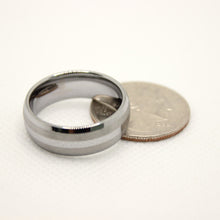 Load image into Gallery viewer, Tungsten Carbide Domed Double Etched Stripes Beveled Edge Wedding Band Ring 8mm