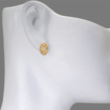 Load image into Gallery viewer, 14K Real Yellow Gold Diamond Cut Curved Oval Stud Earrings 9x13mm
