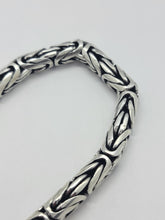 Load image into Gallery viewer, 7mm Sterling Silver Round BYZANTINE Chain Necklace Bracelet Antiqued Finish